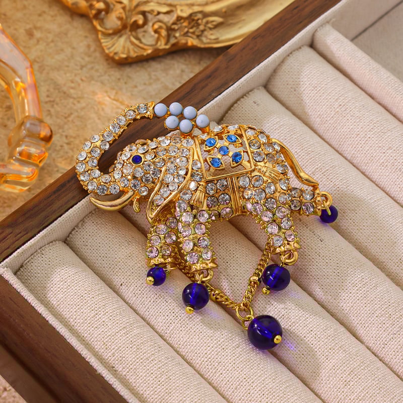 Bros od legure s oblikom slona, ukrašena ugrađenim dijamantima, dvostruka namjena