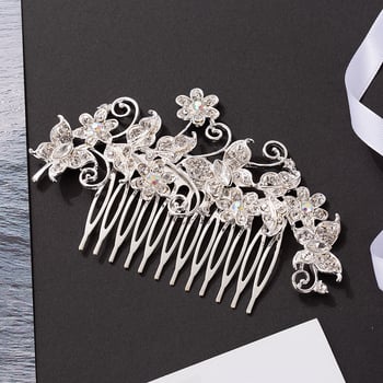 Esküvői hajfésű ötvözetből, Ghost kristályokkal, elektroplattált felülettel, hajkiegészítő, testreszabható feldolgozás