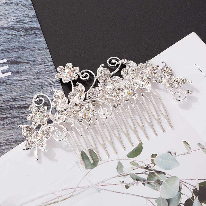 Esküvői hajfésű ötvözetből, Ghost kristályokkal, elektroplattált felülettel, hajkiegészítő, testreszabható feldolgozás