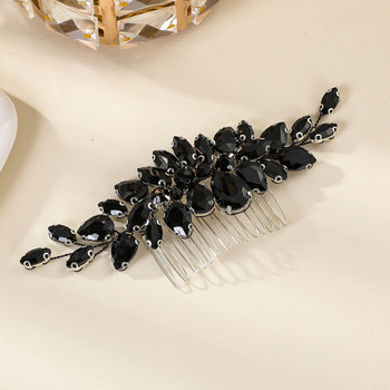 Menyasszonyi hajtű kristályokkal, virágos dizájn, elektroplakált felület