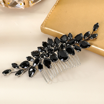 Menyasszonyi hajtű kristályokkal, virágos dizájn, elektroplakált felület