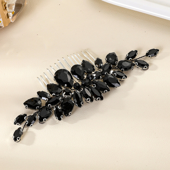 Menyasszonyi hajtű kristályokkal, virágos dizájn, elektroplakált felület