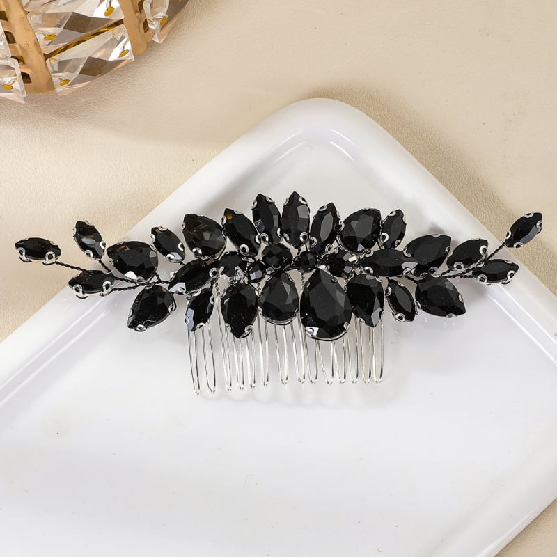 Menyasszonyi hajtű kristályokkal, virágos dizájn, elektroplakált felület