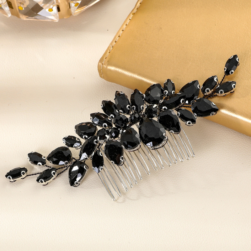 Menyasszonyi hajtű kristályokkal, virágos dizájn, elektroplakált felület