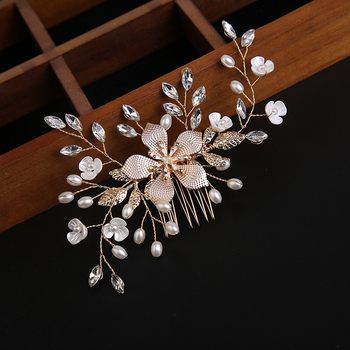 Esküvői hajcsat virágos mintával, ötvözet, nemzeti stílus, elektroplakált kristály