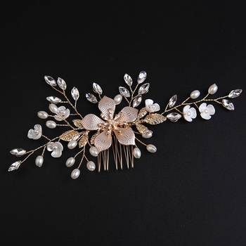 Esküvői hajcsat virágos mintával, ötvözet, nemzeti stílus, elektroplakált kristály