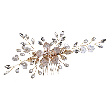 Esküvői hajcsat virágos mintával, ötvözet, nemzeti stílus, elektroplakált kristály