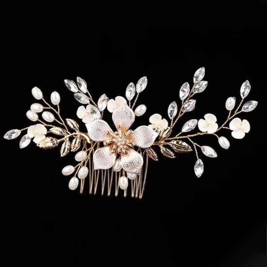 Esküvői hajcsat virágos mintával, ötvözet, nemzeti stílus, elektroplakált kristály