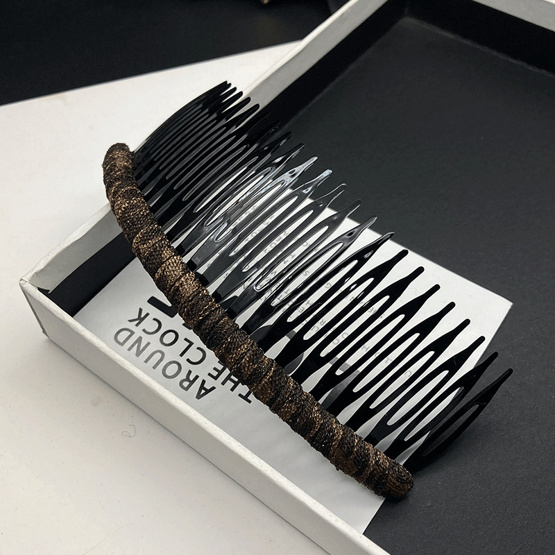 Clamă de păr vintage cu imprimeu leopard, formă U, cu cristale albe, materiale mixte