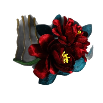 Hajgomb selyem bársony virágos, kézzel készített, forma: virág, stílusok: ősi / nemzeti / új kínai