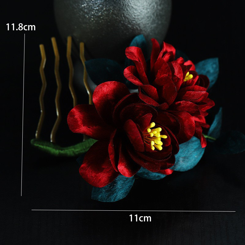 Hajgomb selyem bársony virágos, kézzel készített, forma: virág, stílusok: ősi / nemzeti / új kínai