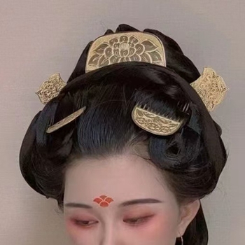 Pieptene pentru păr din cupru pur, placare aur antic, stil etnic, unisex, formă de floare, lucrat manual, doisprezece zei ai florilor, Regele florilor