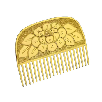 Pieptene pentru păr din cupru pur, placare aur antic, stil etnic, unisex, formă de floare, lucrat manual, doisprezece zei ai florilor, Regele florilor