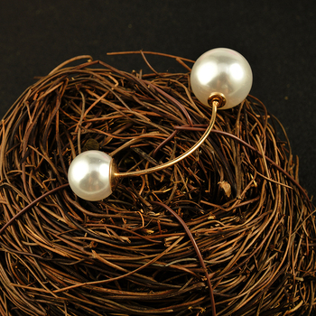 Dream Color Брошка с перли, извита с двойна глава за жени, електроплатирана