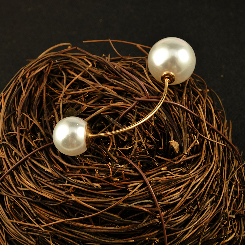 Dream Color Брошка с перли, извита с двойна глава за жени, електроплатирана