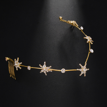 Fejfedő – csillag alakú rhinestone hajpánt, egyszerű stílus, elektroplat bevonat, fehér kristályok