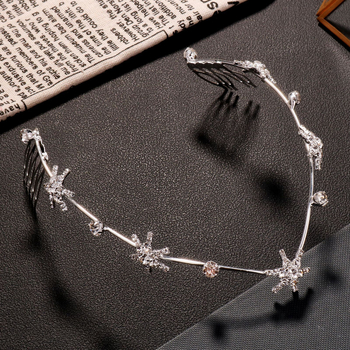 Fejfedő – csillag alakú rhinestone hajpánt, egyszerű stílus, elektroplat bevonat, fehér kristályok