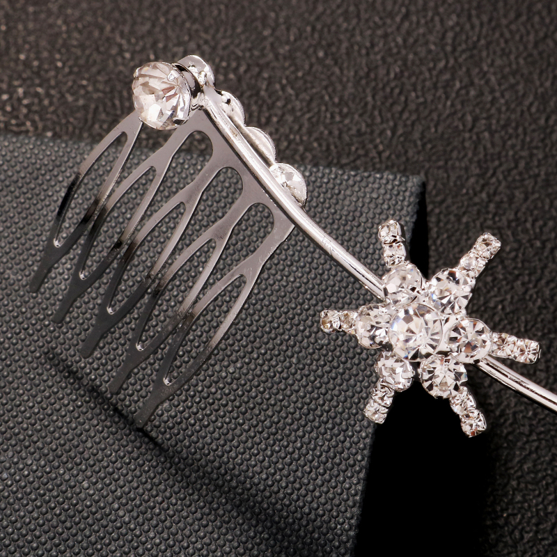 Fejfedő – csillag alakú rhinestone hajpánt, egyszerű stílus, elektroplat bevonat, fehér kristályok