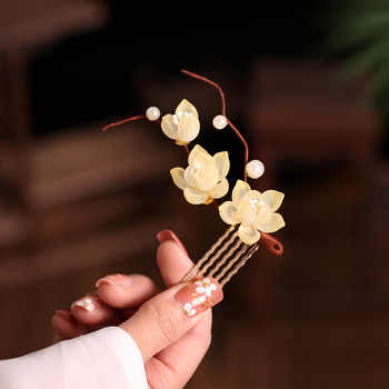 Accesoriu de păr din metal cu motiv Magnolia Orchid, realizat manual, stil retro feminin