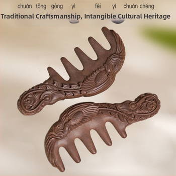 Kézzel készített hajmasszírozó kefe U-formájú, füstölő por kristályokkal, vintage etnikus stílus, uniszex