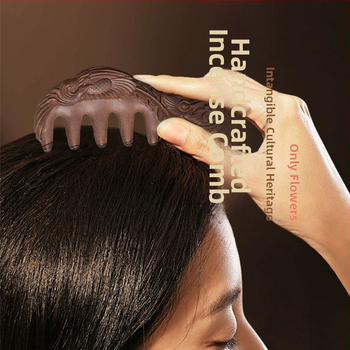 Kézzel készített hajmasszírozó kefe U-formájú, füstölő por kristályokkal, vintage etnikus stílus, uniszex