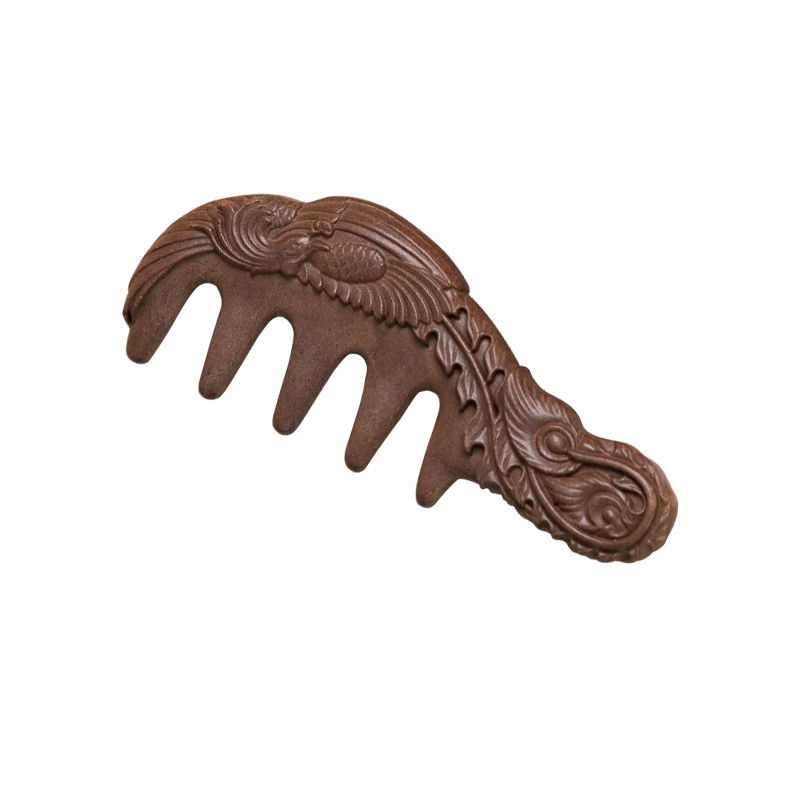 Kézzel készített hajmasszírozó kefe U-formájú, füstölő por kristályokkal, vintage etnikus stílus, uniszex