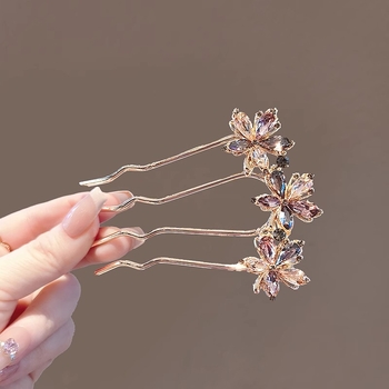 Kristályos hajtű ötvözetből, könnyed luxus stílus, virág motívummal és juharfalevél dizájnnal, updo frizurákhoz