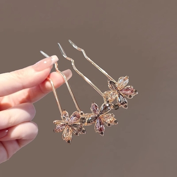 Kristályos hajtű ötvözetből, könnyed luxus stílus, virág motívummal és juharfalevél dizájnnal, updo frizurákhoz