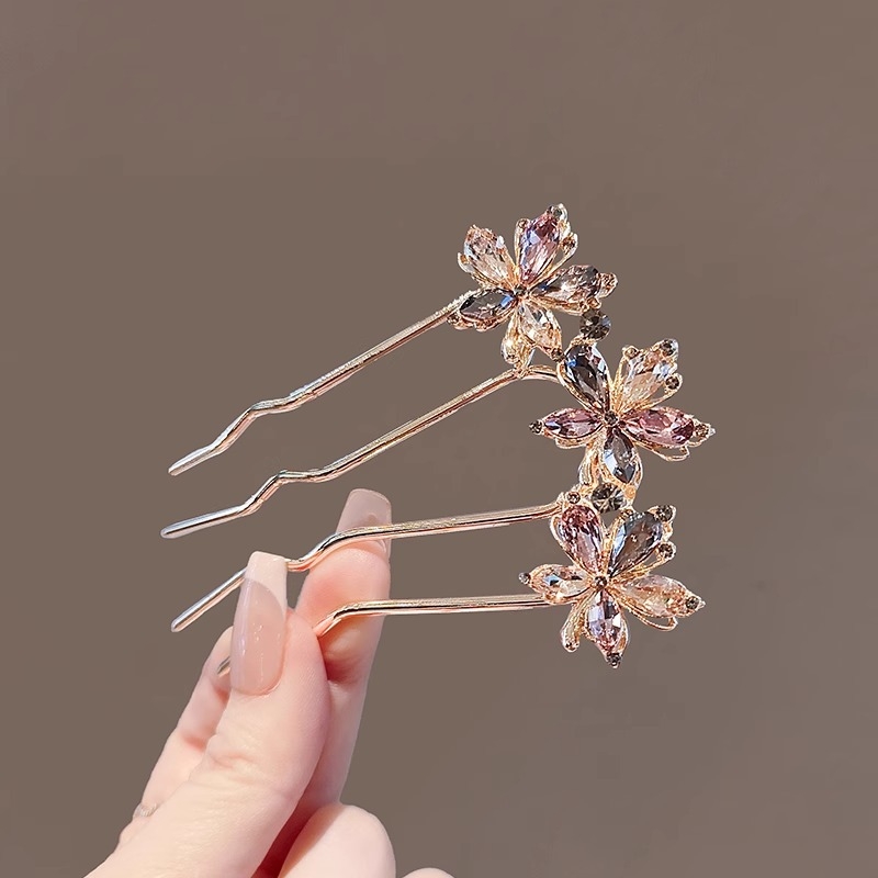 Kristályos hajtű ötvözetből, könnyed luxus stílus, virág motívummal és juharfalevél dizájnnal, updo frizurákhoz