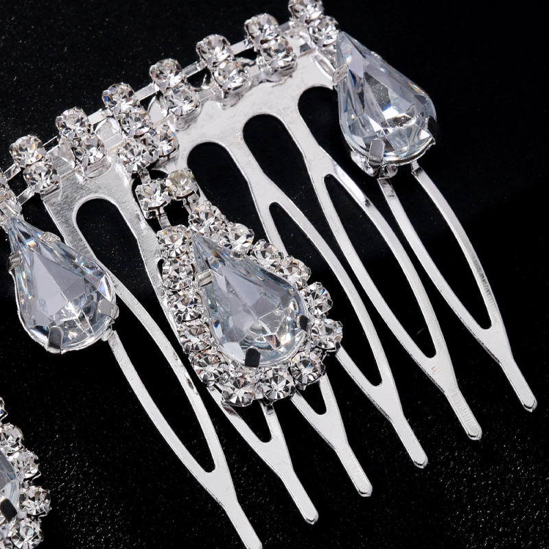 Koreai stílusú hajfésű csepp alakú strasszkövekkel, menyasszonyi hajdísz fehér kristályokkal, elektroplakolás