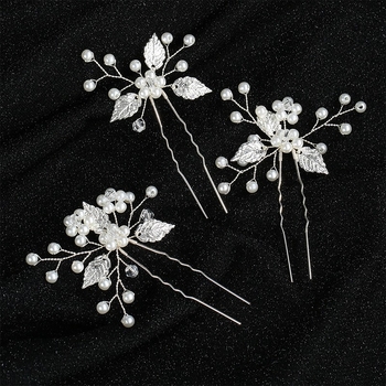 Bojtos hajcsat készlet – antik stílus, geometriai kialakítás, három darab, kristály-gyöngy díszítés, elektroplatinált befejezés