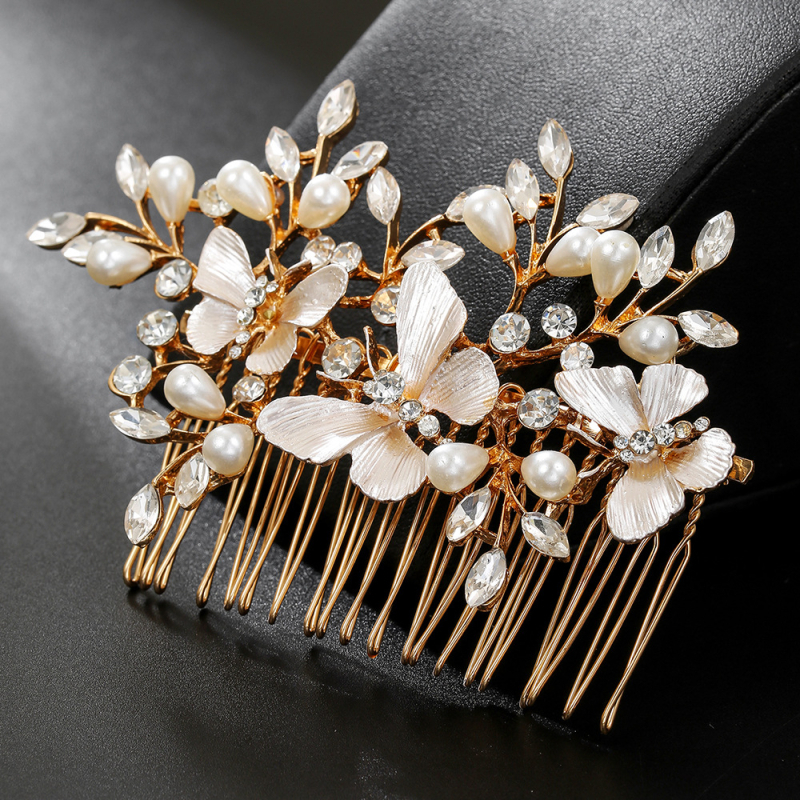 Fejfedő hajcsat – virág alakú, ötvözet strasszokkal, diamantszerű kidolgozás