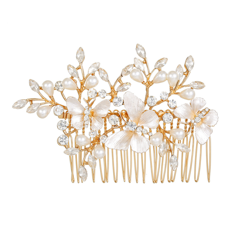 Fejfedő hajcsat – virág alakú, ötvözet strasszokkal, diamantszerű kidolgozás