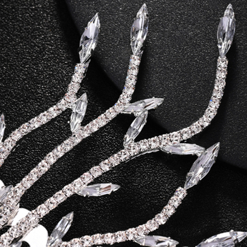 Pieptene de păr în formă de frunză cu rhinestones – accesorii elegante pentru nunta, finisaj electroplacat