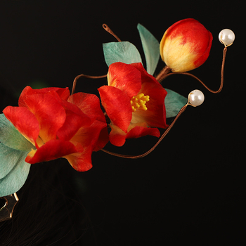 Fém virág alakú hajkefe - etnikus stílus, kézzel készült, RH055