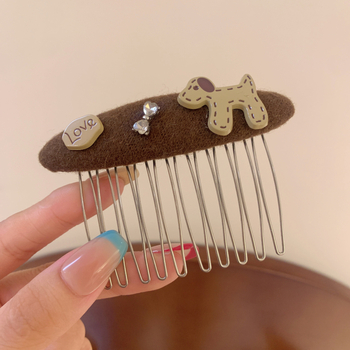 Clamă pentru păr - stil coreean, lucrată manual, materiale mixte, formă geometrică