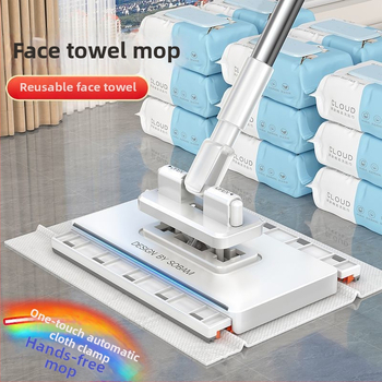 Мини плосък моп за дома – дръжка от неръждаема стомана, ролково изцеждане, ≤40% изцеждане, товароподемност 2 кг, двойно задвижване