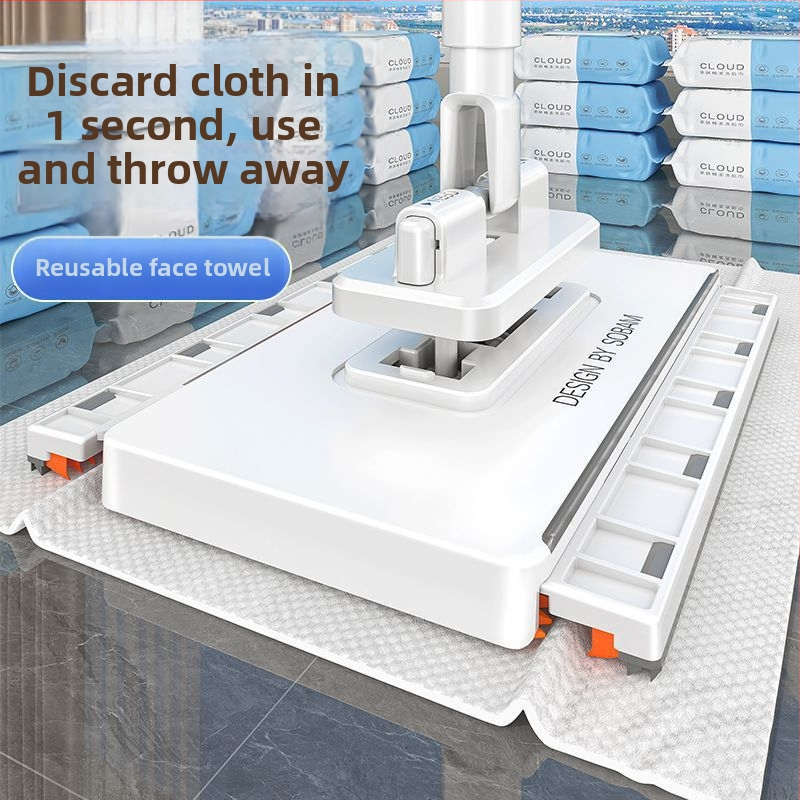 Mini plokščias šluostės mopas namams – nerūdijančio plieno lazda, volelio spaudimas, drėgmės lygis ≤40%, apkrova 2 kg, dviguba pavara