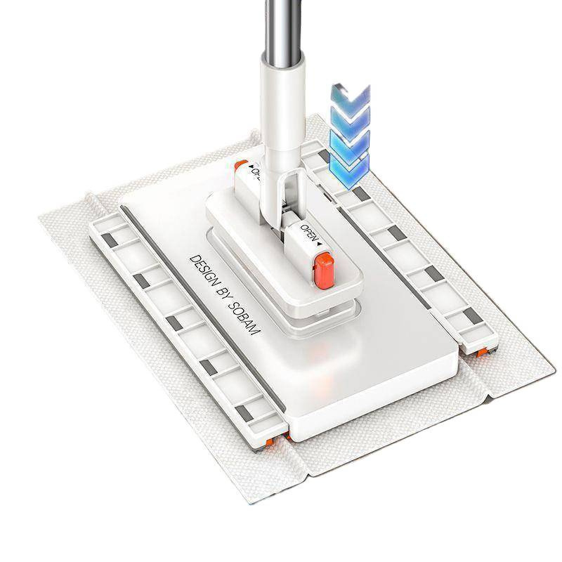 Мини плосък моп за дома – дръжка от неръждаема стомана, ролково изцеждане, ≤40% изцеждане, товароподемност 2 кг, двойно задвижване
