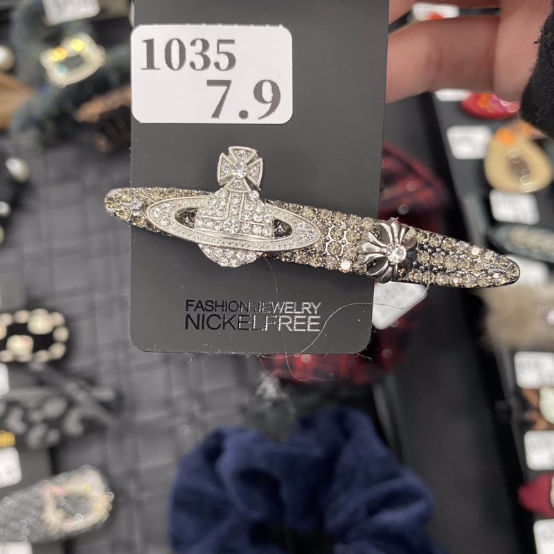 Clip de păr 530 – inimă cu stele, clip duckbill pentru breton lateral, realizare manuală, materiale mixte, stil pastoral