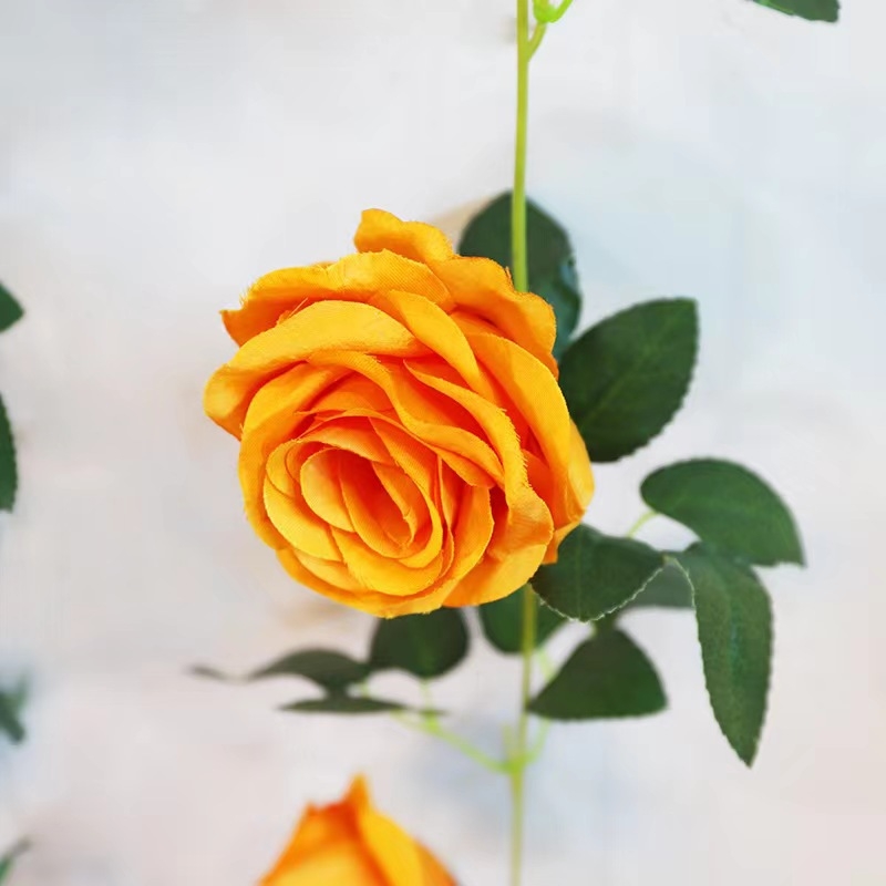 Изкуствени цветя и лози с рози за украса на спалня и сватбено помещение; диамантени акценти. Материали: пластмаса, коприна, пан-изтъкана тъкан. Техника: ембос, инжекционно формоване. Приложение: сватба, фотосесия, домашна декорация.