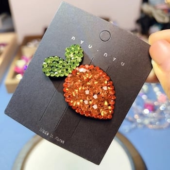 Clamă de păr BB din rhinestone, stil morcov, lucrată manual, Daxin