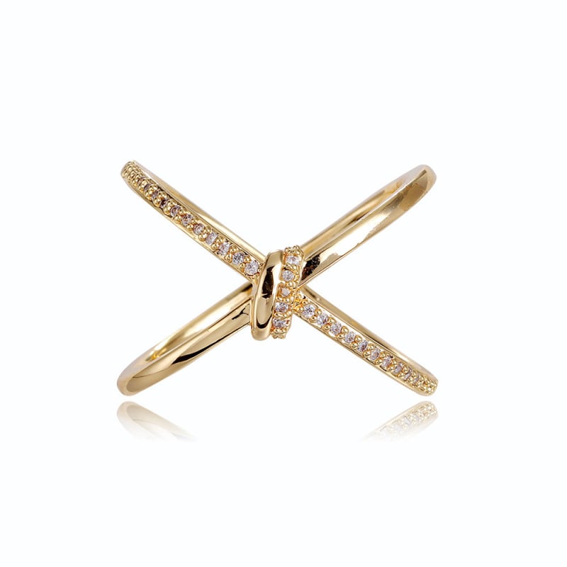 Háromgyűrűs réz sálcsat X-alakú csattal — geometriai forma, elektroplattázott bevonat, modell K017, 2025 tavasza