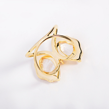 Rézből készült sálkapocs, sokoldalú, uniszex, geometriai forma, elektroplakolás, cirkónia beépítés