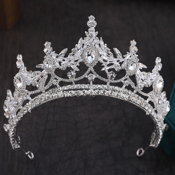 Krištalna tiara za kosu – svadbeni dodatak sa cirkonima i perlama, prinčevski stil, luksuzan dizajn