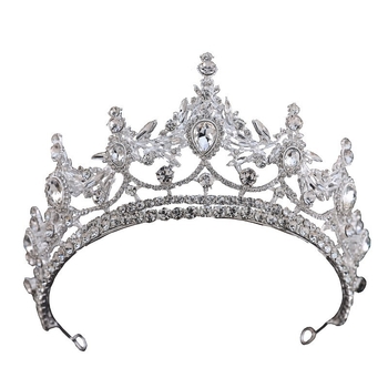 Krištalna tiara za kosu – svadbeni dodatak sa cirkonima i perlama, prinčevski stil, luksuzan dizajn
