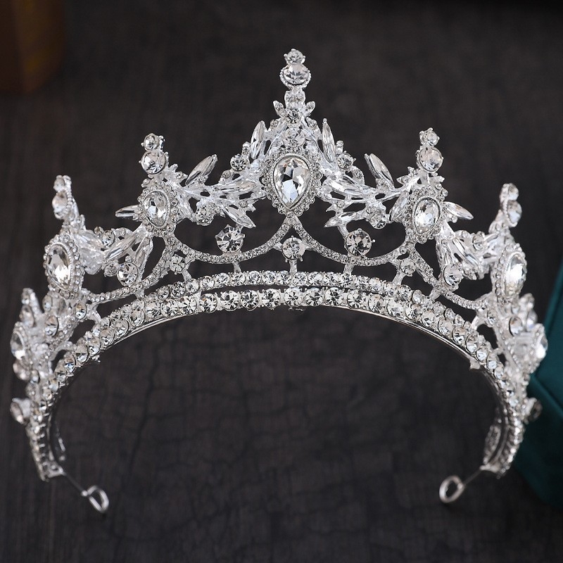 Krištalna tiara za kosu – svadbeni dodatak sa cirkonima i perlama, prinčevski stil, luksuzan dizajn