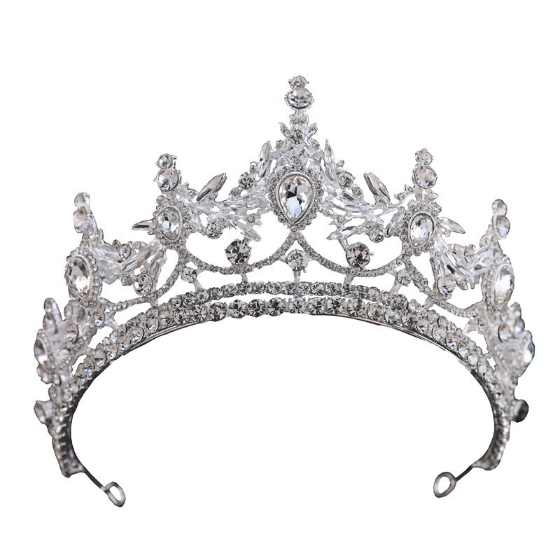 Krištalna tiara za kosu – svadbeni dodatak sa cirkonima i perlama, prinčevski stil, luksuzan dizajn