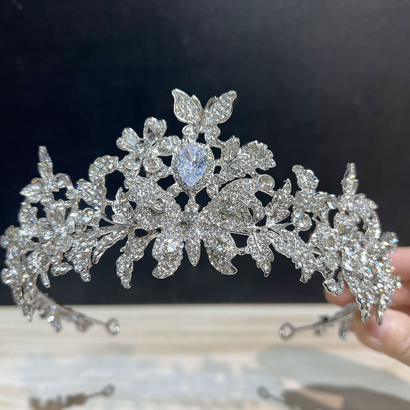 Tiara za vjenčanje s cirkonima – stil princeze/dijete, metal, proljeće 2025