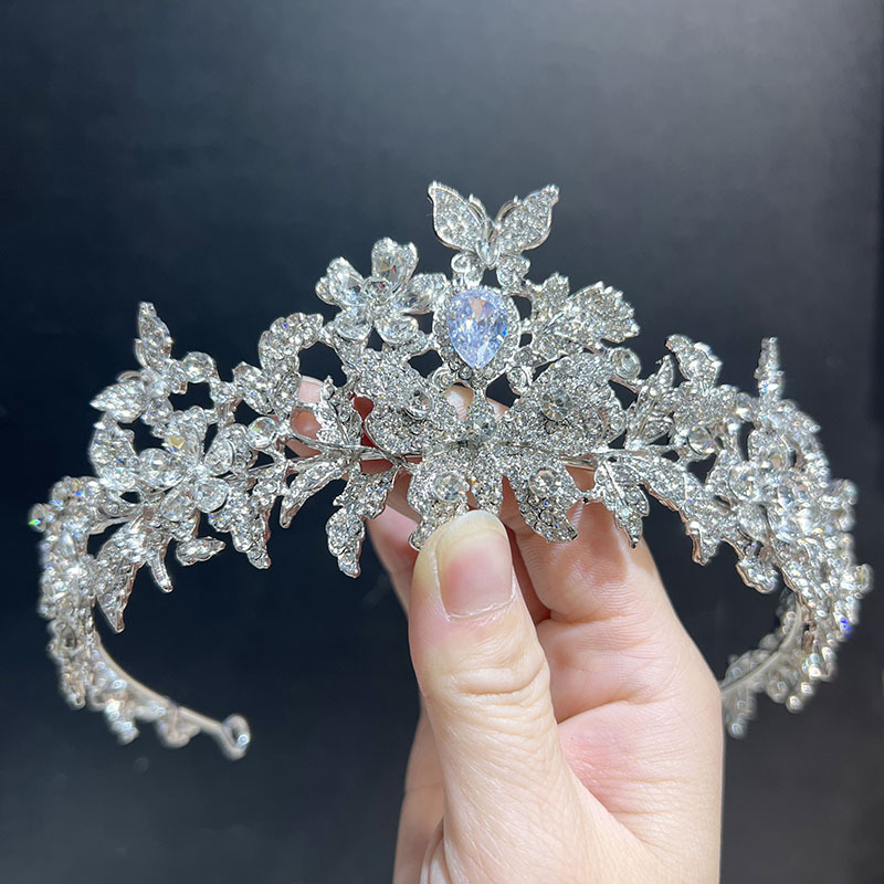Tiara za vjenčanje s cirkonima – stil princeze/dijete, metal, proljeće 2025